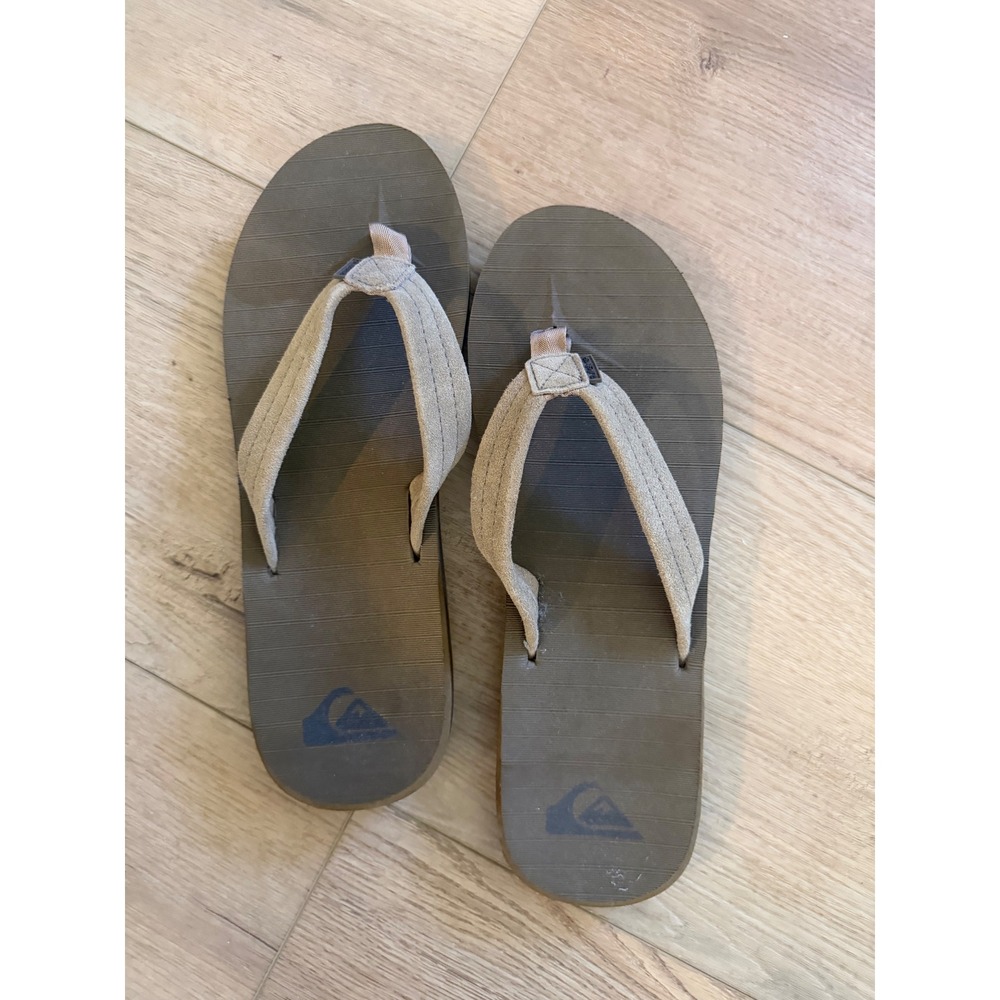 Quiksilver Carver Suede Flip Flops Mens 13 Brown Like New Suede Sandals